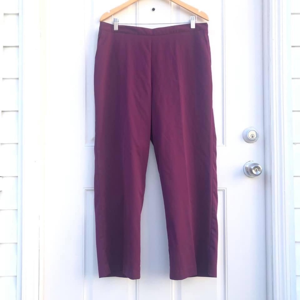 Alfred Dunner Solid Purple Straight Leg Pants